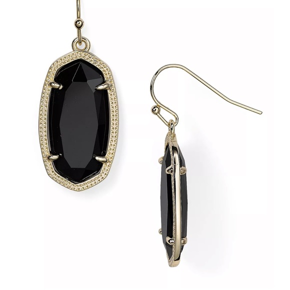 Kendra Scott Dani earrings and Tassel Necklace Set!  Black and Gold - Picture 2 of 9